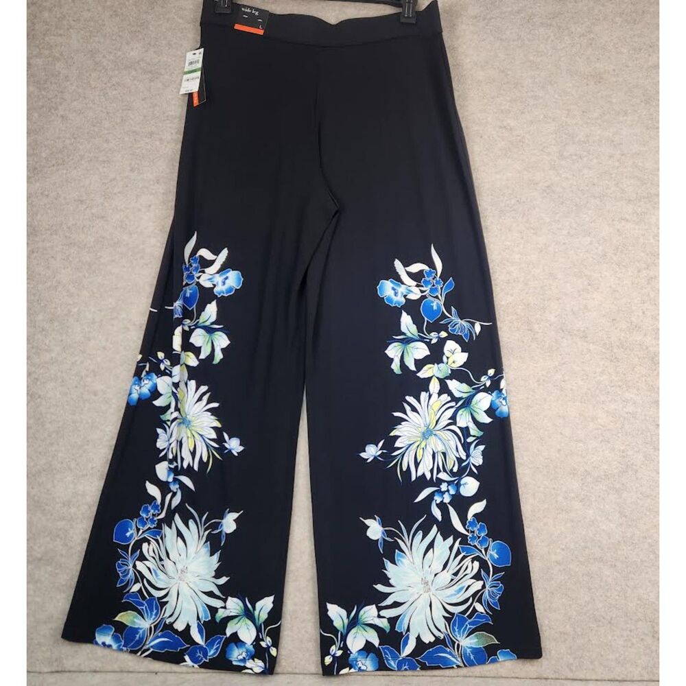 New Alfani Women's Wide Leg Floral Pants Size Large Boho Colquette Hippie